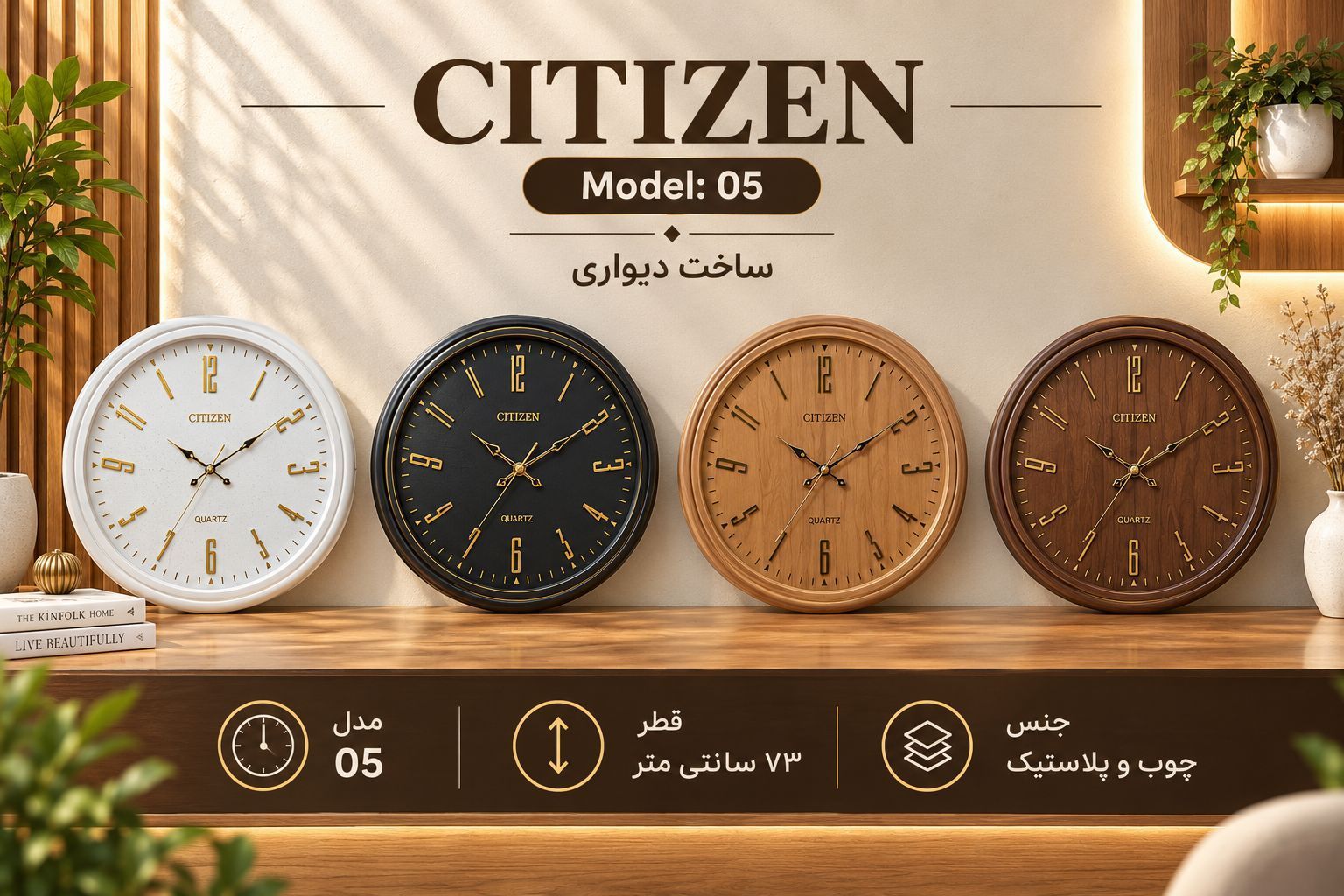 ساعت دیواری ۷۰ سانتی سیتیزن مدل 0۵